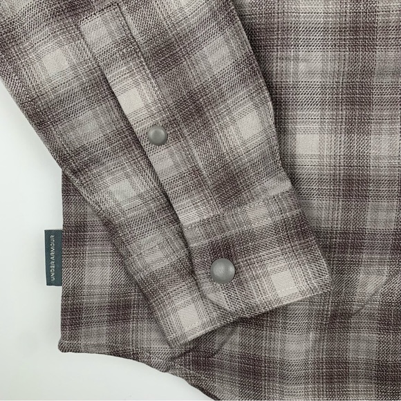 Under Armour Flannel Shirt Men's Small Tradesman Flex Gray Plaid Snap Vented - Picture 6 of 11